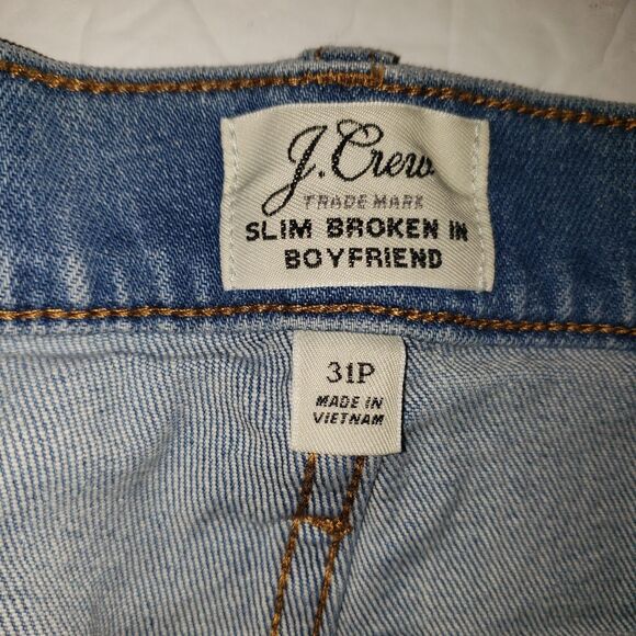 J CREW Slim Broken In Boyfriend Cropped Jeans with Floral Embroirdery Size 31P - Picture 5 of 8
